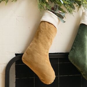Gold Cotton Velvet Holiday Stocking